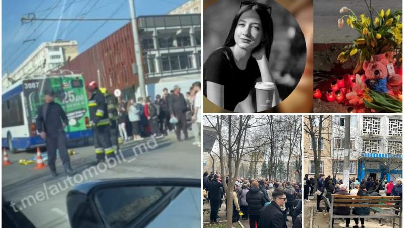 „Cui m-ai lăsat? Nu pot trăi fără tine”. O mamă îşi plânge fiica de 12 ani, ucisă pe trecere de un troleibuz. Sute de oameni au condus-o pe ultimul drum, în Chişinău