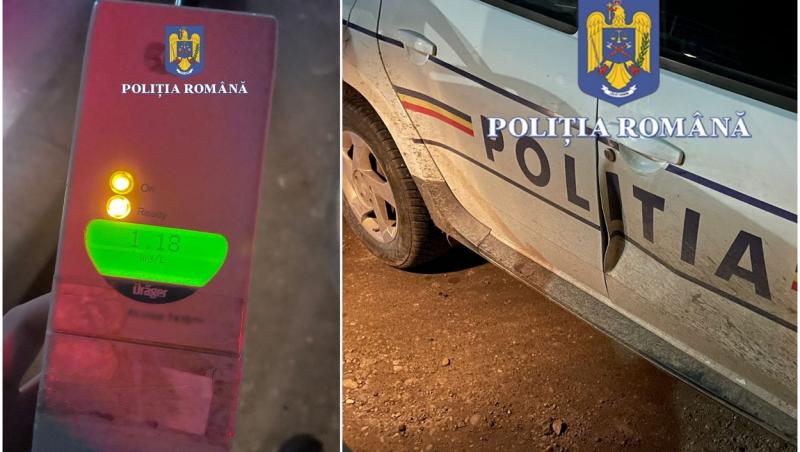Șofer fără permis, prins la volan rupt de beat, cu o alcoolemie uriașă. A fost arestat după o urmărire cu polițiștii din Olt