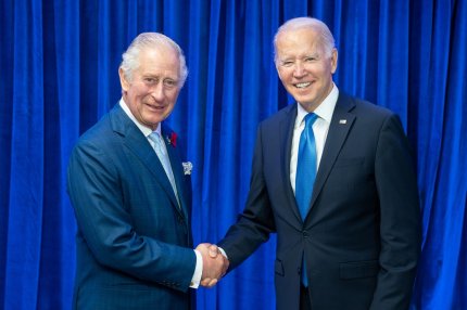 Regele Charles al III-lea al Marii Britanii și Irlandei de Nord și Joe Biden, președintele Statelor Unite ale Americii