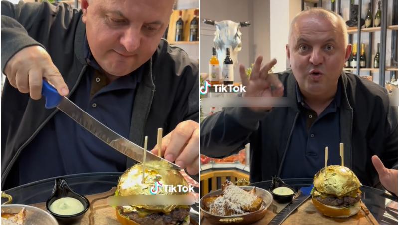 Burger cu foiţă de aur, promovat de un lider PSD pe TikTok. Preţul e ameţitor: "După pot să bag aurul la amanet?"