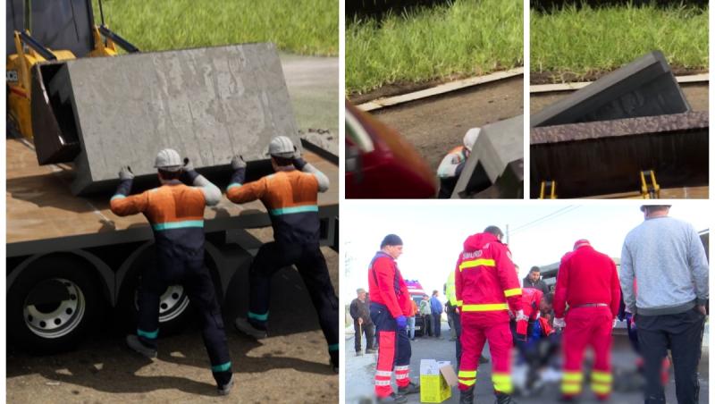 ANIMAȚIE. Cum și-au găsit sfârșitul cei doi muncitori din Bacău, în timp ce descărcau materiale de construcții dintr-un camion