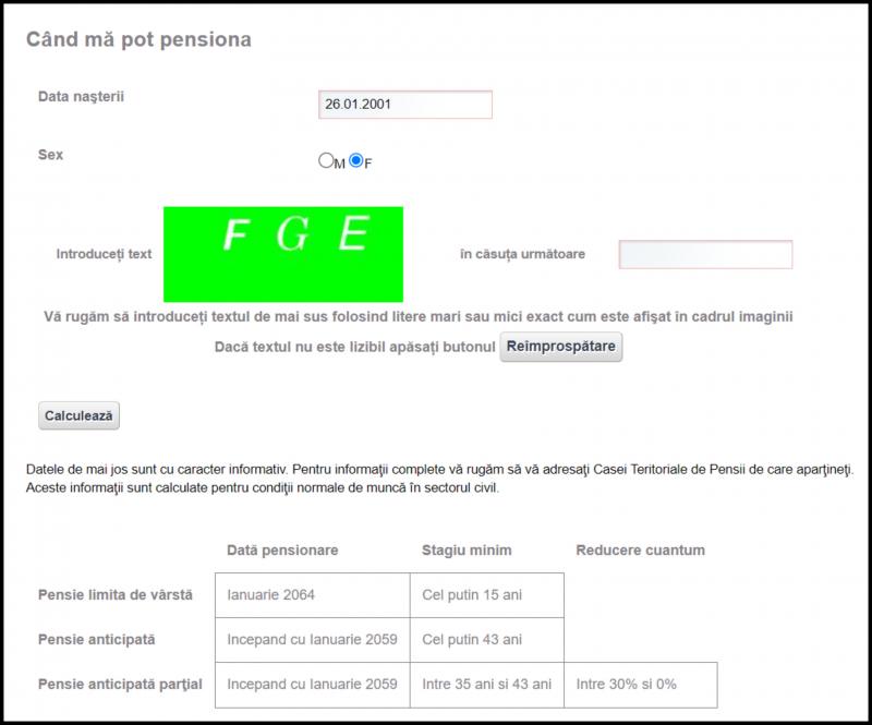 Exemplu calcul dată pensionare Exemplu calcul dată pensionare