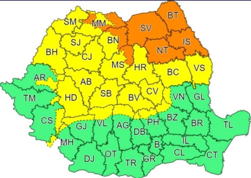 Harta coduri de vremea rea Harta coduri de vremea rea