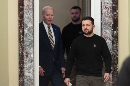 Președintele american Joe Biden și președintele Ucrainei Volodmir Zelenski