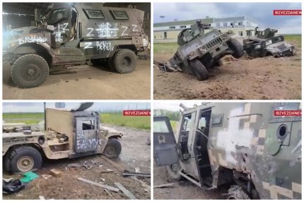 Ruşii susţin că au capturat sau distrus în Belgorod 3 Humvee-uri, 2 blindate americane MaxxPro şi alte echipamente. Ucrainenii spun imaginile sunt puse în scenă