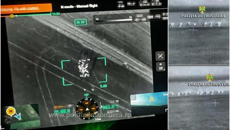 Momentul când 13 migranţi traversează ilegal graniţa cu Ungaria pe jos. Imaginile surprinse de drona poliţiştilor din Arad
