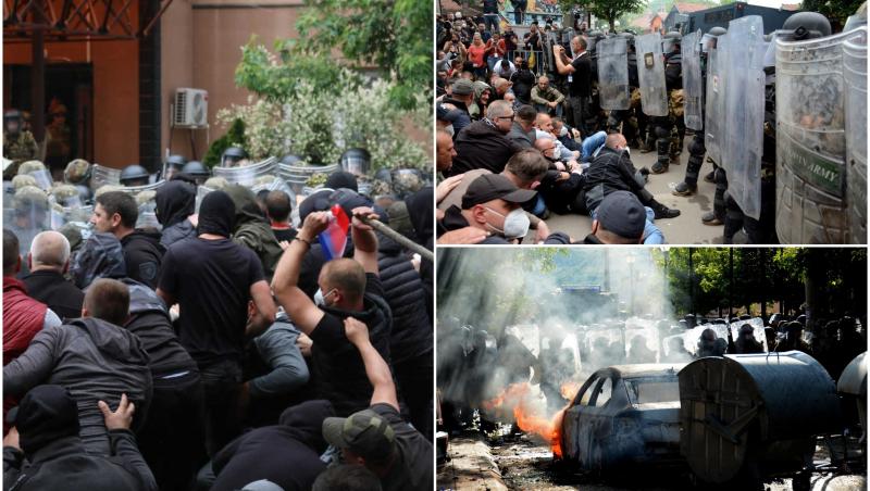 Butoiul cu pulbere al Europei stă să explodeze. Soldați NATO, atacați de sârbi cu cocktailuri Molotov și pietre, în nordul Kosovo