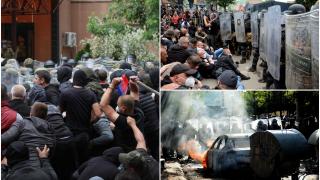 Butoiul cu pulbere al Europei stă să explodeze. Soldați NATO, atacați de sârbi cu cocktailuri Molotov și pietre, în nordul Kosovo