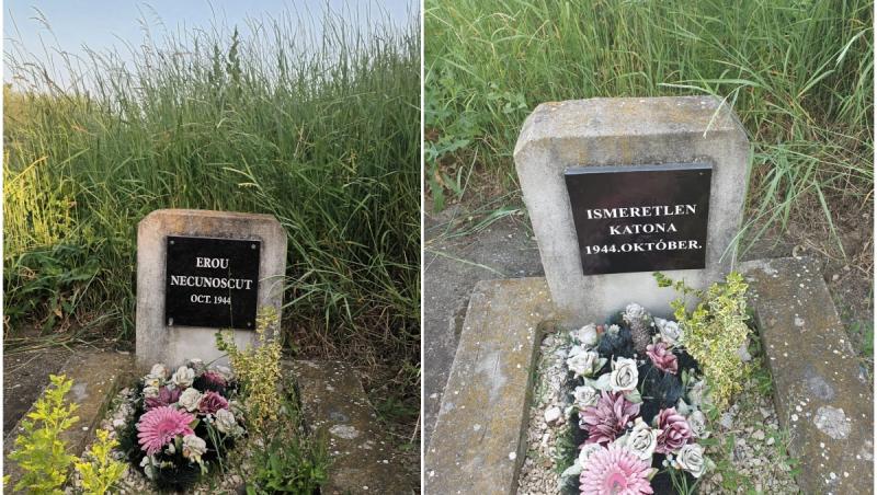 Mormântul Eroului Necunoscut din Satu Mare, profanat. Inscripția în limba română a fost acoperită cu un text în maghiară