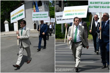 "Lacheii te slugăresc, liberalii te urăsc!". Orban a protestat la Cotroceni: Iohannis face de ziua lui propria mineriadă politică