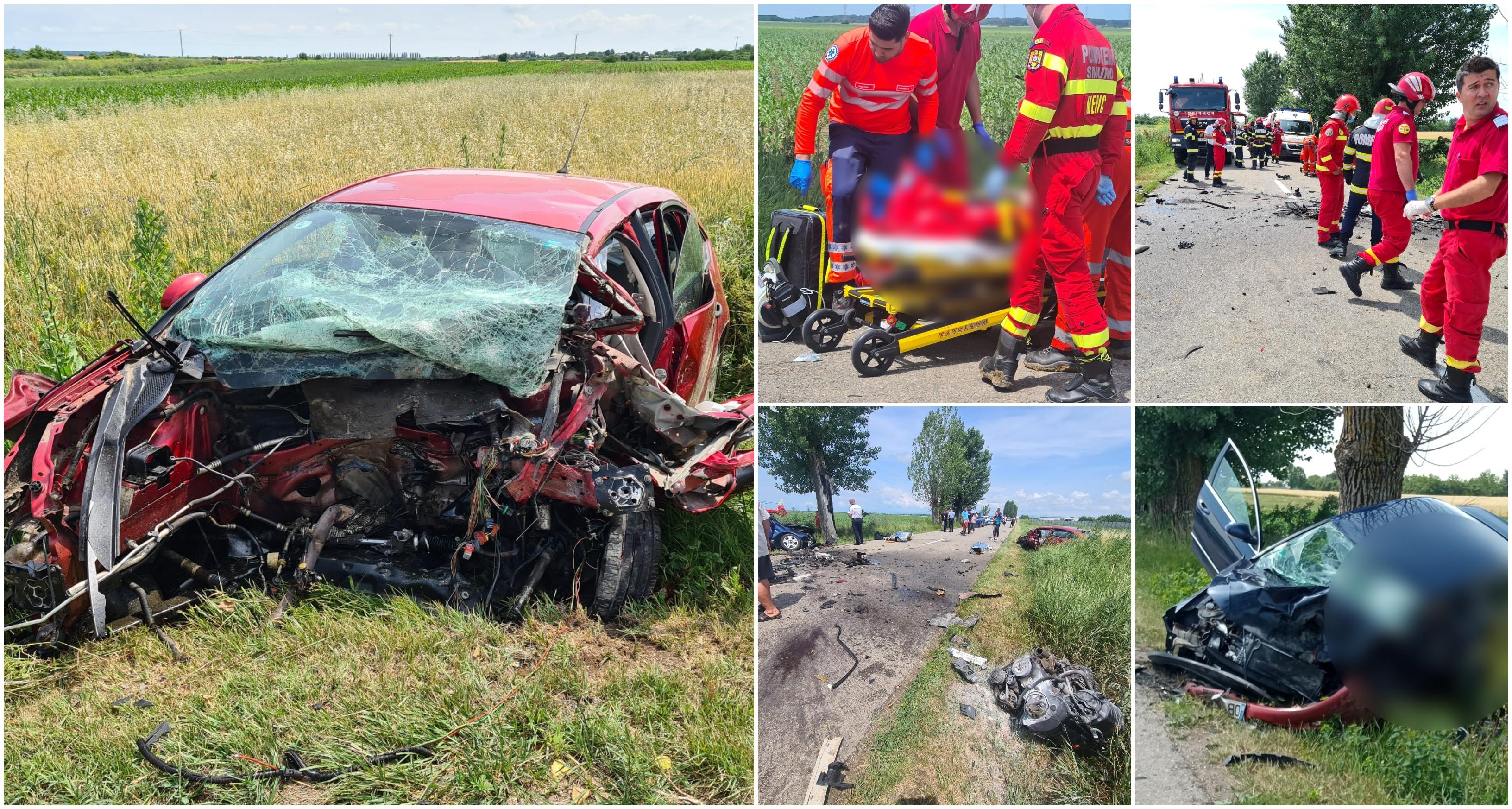 Doi bărbaţi şi-au pierdut viaţa într-un accident violent, pe un drum din judeţul Prahova. Un tânăr în stare gravă, preluat de un elicopter SMURD