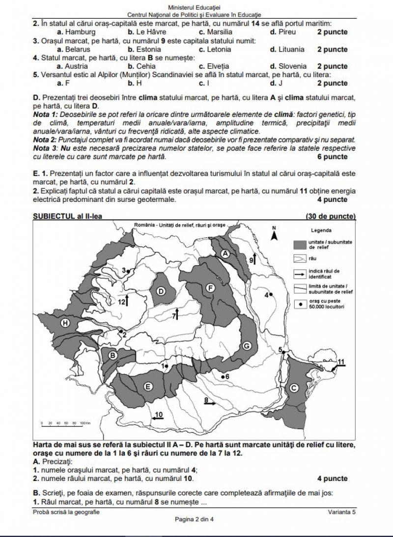 Bacalaureat. Subiecte Geografie BAC 2023