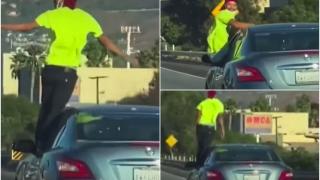 "De unde provin organele pentru transplant". Șofer filmat în timp ce iese pe geamul mașinii aflate în mers și stă în picioare pe ușă, pe o autostradă din California