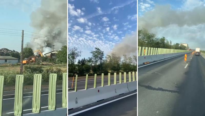 Incendiu la un centru de colectare a deșeurilor din sudul Capitalei, lângă Popești-Leordeni