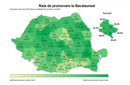 Rezultate Bac 2023. Rată de promovare de 72,8% la Bacalaureat. Judeţele fruntaşe şi cele codaşe