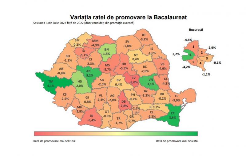 Rezultate Bac 2023. Rată de promovare de 72,8% la Bacalaureat. Judeţele fruntaşe şi cele codaşe