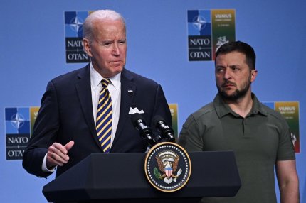 Președintele american Joe Biden și președintele Ucrainei Volodmir Zelenski