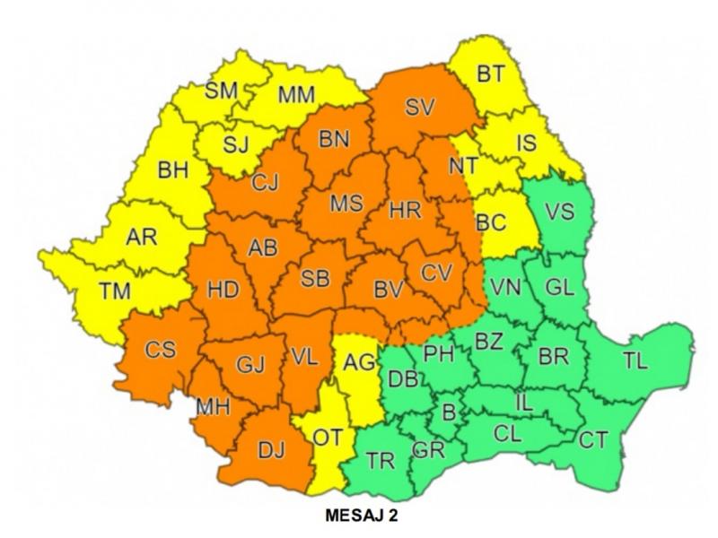 Cod portocaliu de furtuni şi ploi cu fulgere în 22 de judeţe din ţară. Zonele vizate de avertizarea meteo. HARTĂ Cod portocaliu de furtuni şi ploi cu fulgere în 22 de judeţe din ţară. Zonele vizate de avertizarea meteo. HARTĂ