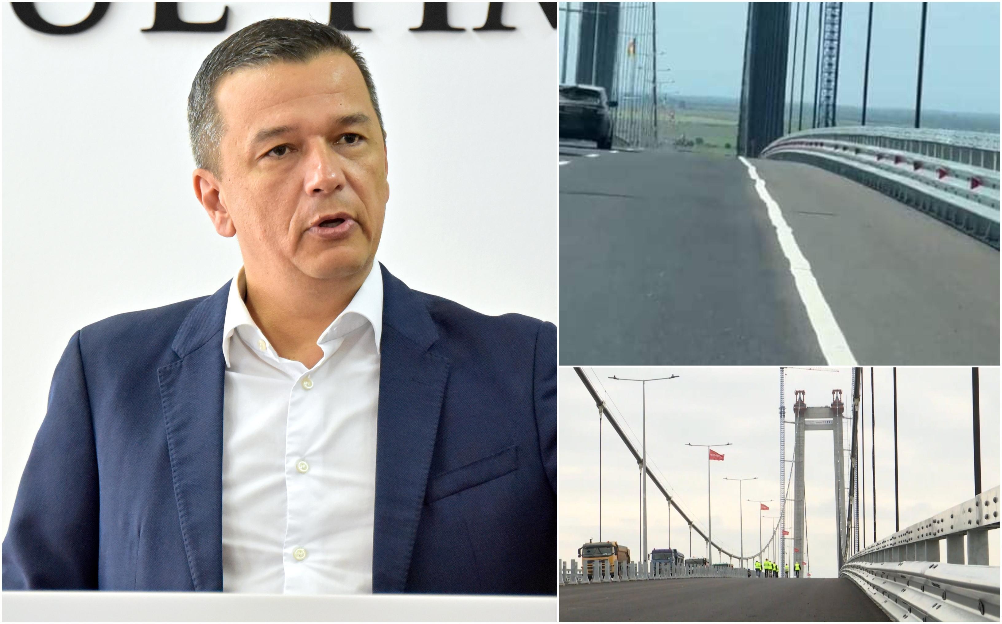 Reacţia lui Grindeanu la denivelările apărute pe podul de la Brăila. A dat vina pe şoferii care nu respectă restricţiile de tonaj