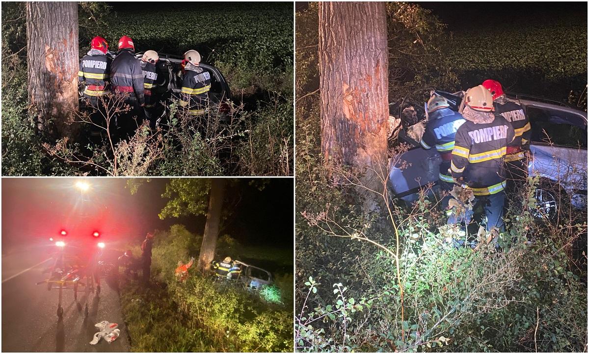 Șofer, mort pe o șosea din Arad. A pierdut controlul volanului într-o curbă periculoasă și s-a înfipt cu mașina într-un copac Alți doi tineri, răniți