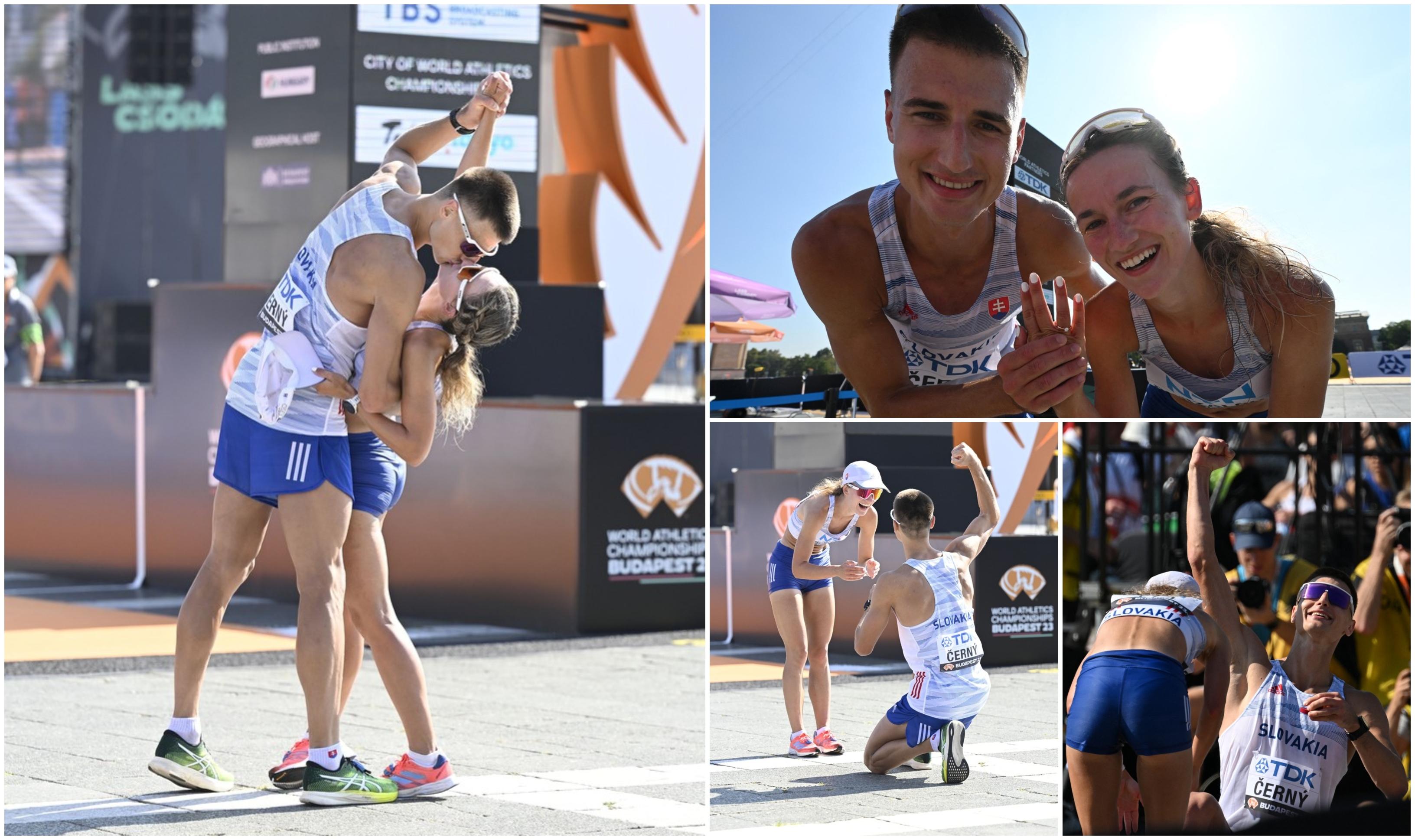 Cerere în căsătorie pe linia de sosire. Doi atleți slovaci s-au logodit la mondialele de atletism, spre deliciul tuturor fanilor prezenţi la Budapesta