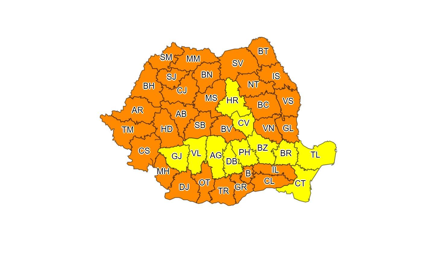 S-a prelungit Codul Portocaliu de caniculă în România. ANM anunță temperaturi greu de suportat