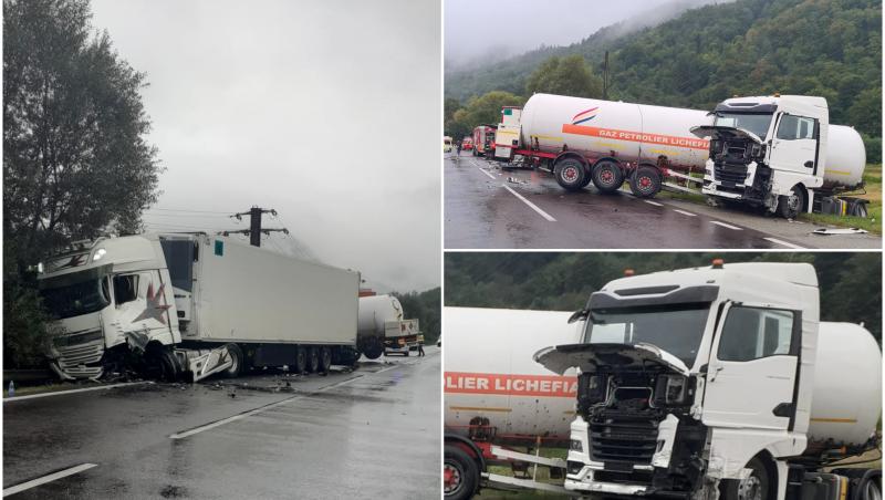 Cisternă cu GPL şi TIR cu medicamente, ciocnire violentă pe DN7, în Vâlcea. Scurgeri de motorină pe şosea, oamenii din zonă au fost evacuaţi