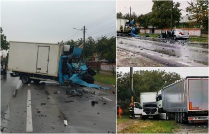 Fată de 16 ani, moartă între fiarele unei maşini după un impact cumplit cu alte două TIR-uri şi un camion, în Neamţ: trei oameni, în stare gravă