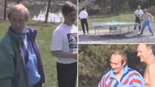 Imagini rare cu Vladimir Putin tânăr, la începutul anilor '90, în timp ce juca tenis de masă și pescuia