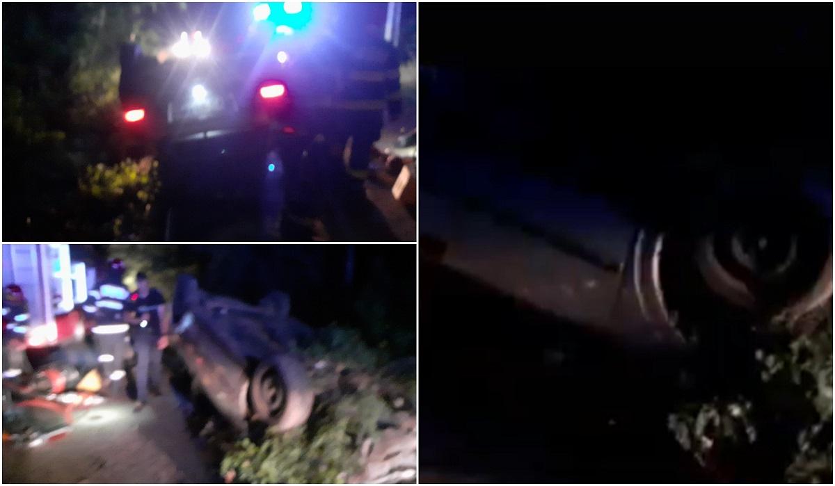 Familie la un pas de a fi distrusă, după ce s-a răsturnat cu mașina, în Vaslui. Șoferul, scos inconștient dintre fiare. O femeie și 2 copilași au scăpat nevătămați