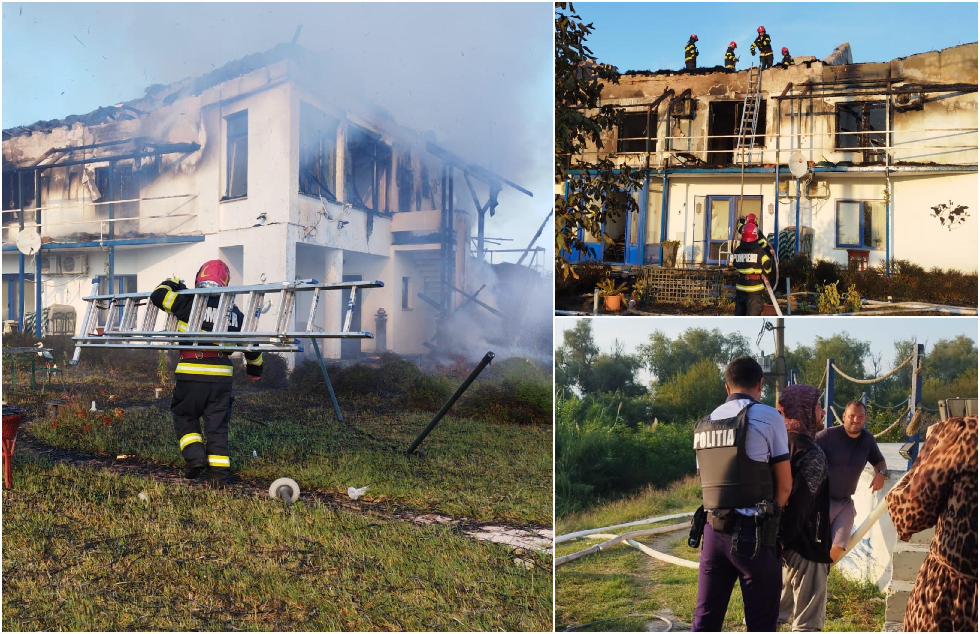 O casă de vacanţă a fost incendiată din temelii de un bărbat, în Tulcea. După o intervenţie de 4 ore, poliţia a prins făptaşul