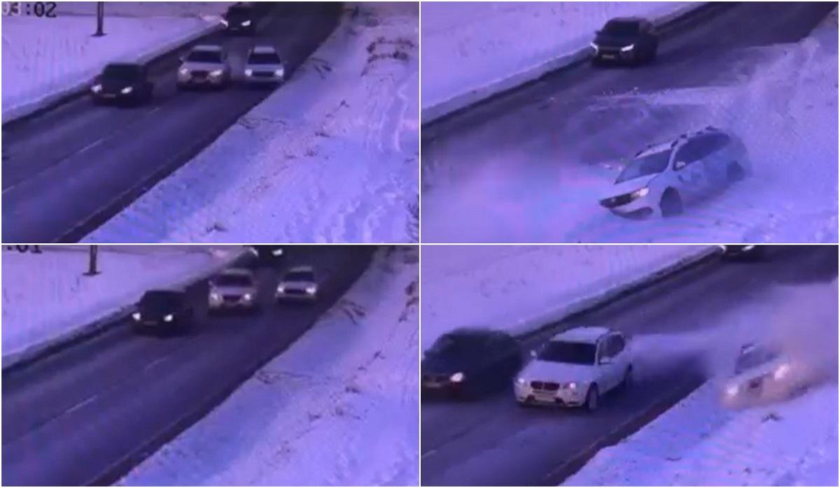 Nerăbdător să iasă din coloană, un bărbat a ajuns cu mașina în șanț, după o depășire periculoasă, în Vaslui. A scăpat evitând gestul similar făcut de alt șofer