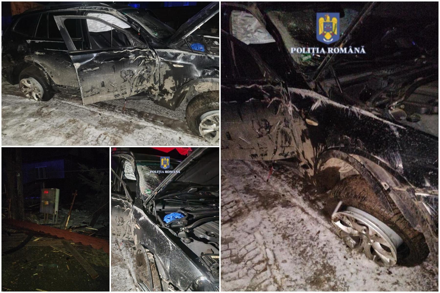 Și-a făcut BMW-ul praf după ce s-a izbit de gardul unei case din Neamț. Șoferul și prietenul lui au ascuns apoi vehiculul într-o curte, la întâmplare