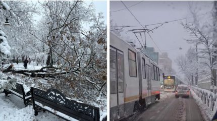 Haos în Capitală după doar o noapte de ninsoare: 60 de intervenții ale ISU, din cauza condițiilor meteo. 54 de mașini, avariate