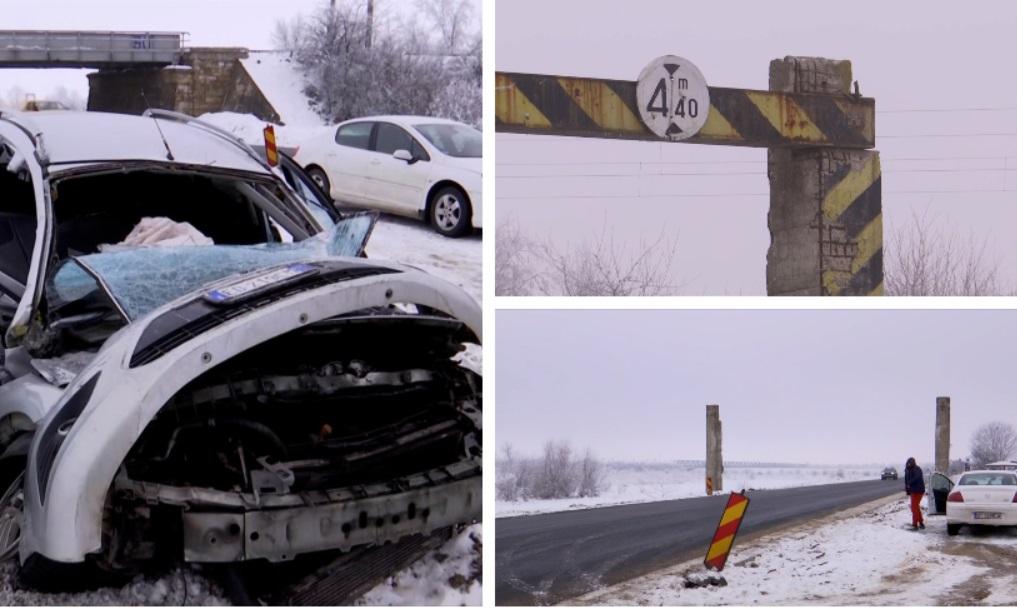 Grinda de 10 tone care a produs tragedia din Olt, pusă la loc. Femeia care a murit în urma accidentului ar fi făcut infarct când a văzut dezastrul