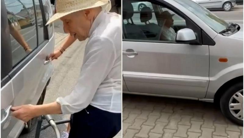 "Mamaie, mai poți?". Bătrână, filmată cum de-abia merge cu cadrul, dar se urcă la volan