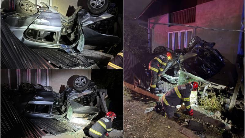 Un tânăr de 21 de ani s-a răsturnat cu un BMW peste gardul unei case din Galaţi şi a spart o ţeavă de gaz. A fost rănit uşor