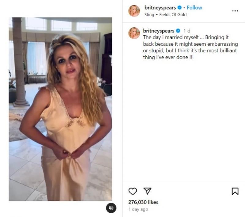 Britney Spears îşi şochează fanii din nou. Artista a anunţat că s-a căsătorit cu ea însăşi.  "Cel mai tare lucru pe care l-am făcut"