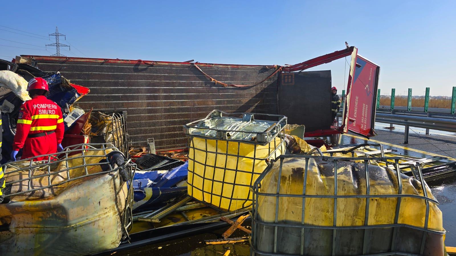 Accident mortal cu trei TIR-uri pe autostrada A0. Traficul este blocat pe sensul spre Bragadiru