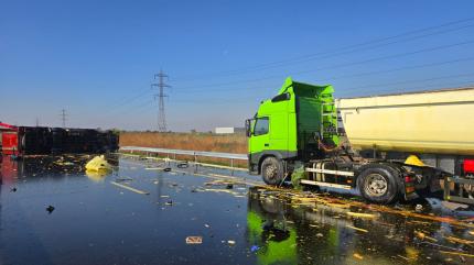 Accident mortal cu trei TIR-uri pe autostrada A0. Traficul este blocat pe sensul spre Bragadiru