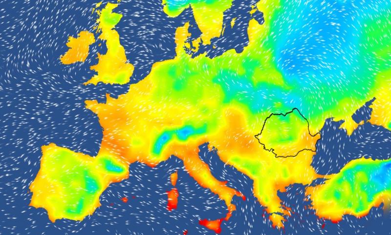Harta temperaturilor în Europa