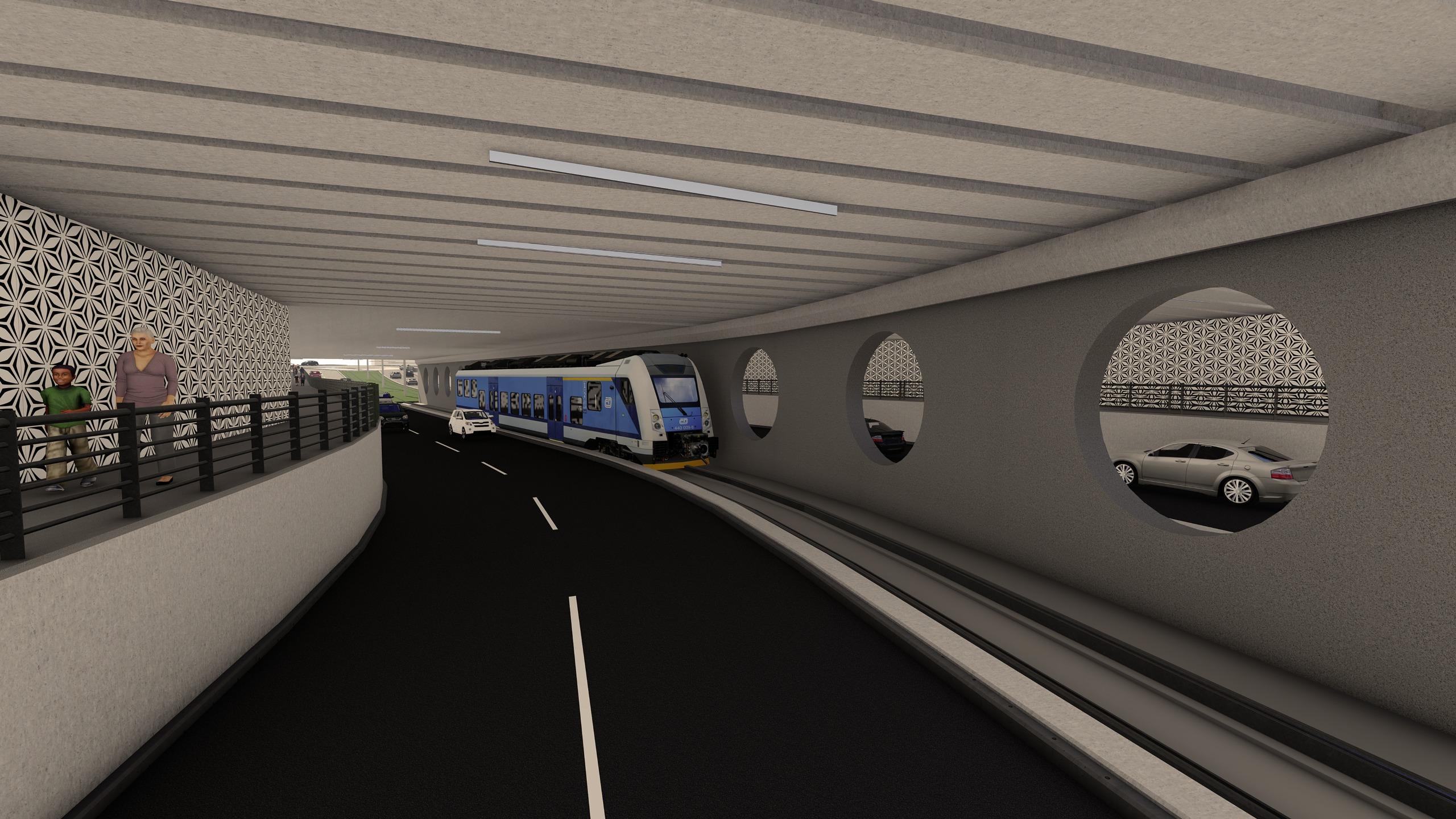 Pasaj înalt de 10 etaje, construit pe bucăţi şi împins sub 10 linii de cale ferată. Construcţia unică în România