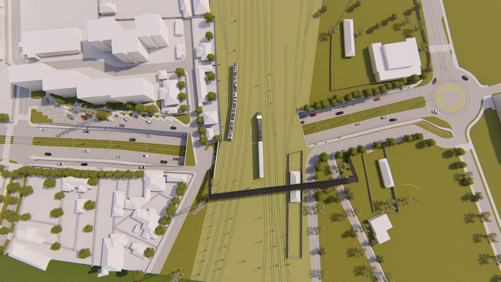 Pasaj înalt de 10 etaje, construit pe bucăţi şi împins sub 10 linii de cale ferată. Construcţia unică în România