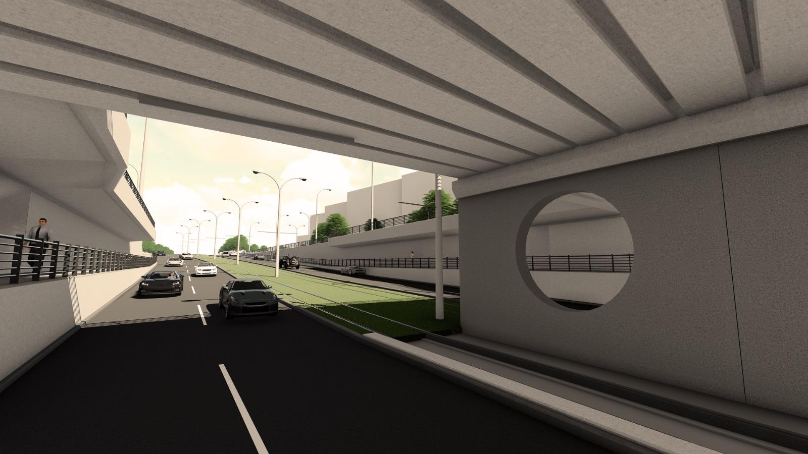 Pasaj înalt de 10 etaje, construit pe bucăţi şi împins sub 10 linii de cale ferată. Construcţia unică în România