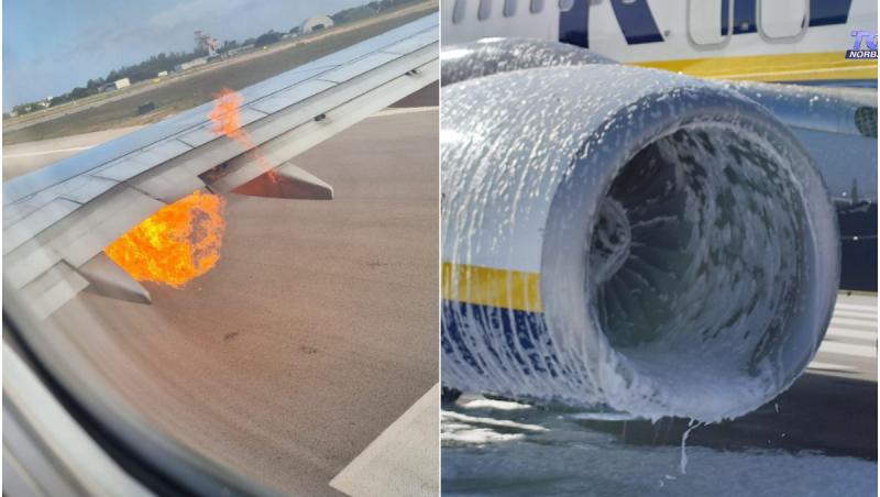 Motorul unui avion Ryanair a luat foc pe aeroportul din Brindisi. Pasagerii au fost evacuaţi pe toboganul de urgenţă