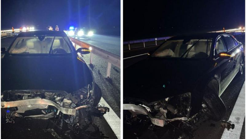 Accident pe şantierul Autostrăzii A7, în Vrancea. Un şofer a pătruns pe un sector în lucru şi a lovit un palet cu glisiere metalice