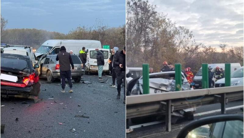 Carambol între 11 maşini pe autostrada A3, în Prahova. A fost activat Planul Roşu de intervenţie