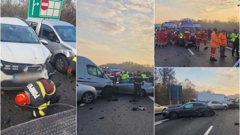 Carambol între 12 maşini pe autostrada A3, în Prahova. A fost activat Planul Roşu de intervenţie