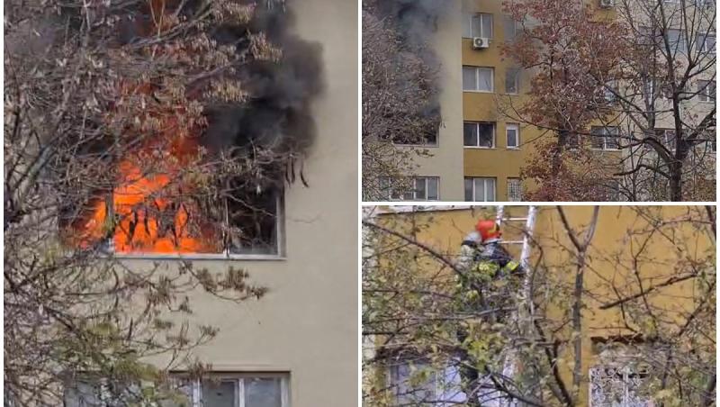 Incendiu într-un bloc din Sectorul 3. O bătrână de 70 de ani, salvată pe geam din apartamentul inundat de fum