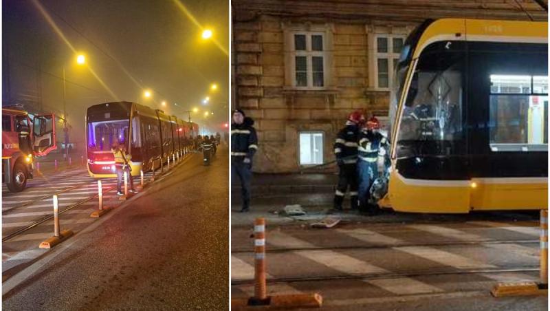 Două tramvaie s-au ciocnit şi au ricoşat în două maşini, pe un bulevard din Timişoara. Un vatman şi o pasageră, răniţi